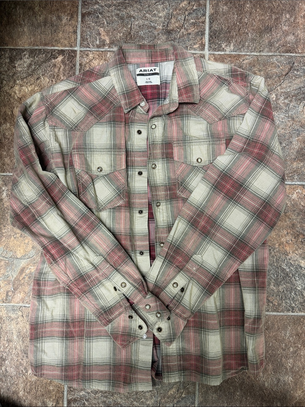 Ariat Men's Plaid Button-Up Shirt - Red & Cream
